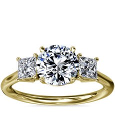 18k 黃金三石公主方形鑽石訂婚戒指（1/3 克拉總重量）